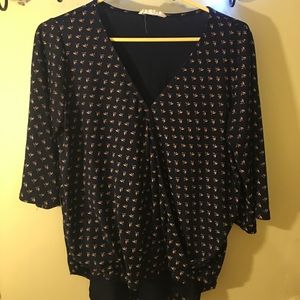 Flower pattern elbow length shirt